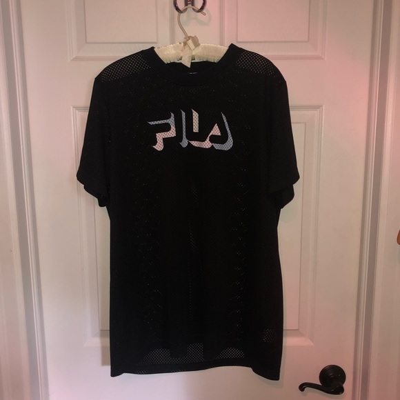 Oversized Fila fishnet mesh T-shirt / bathing suit cover / dress - Picture 1 of 3